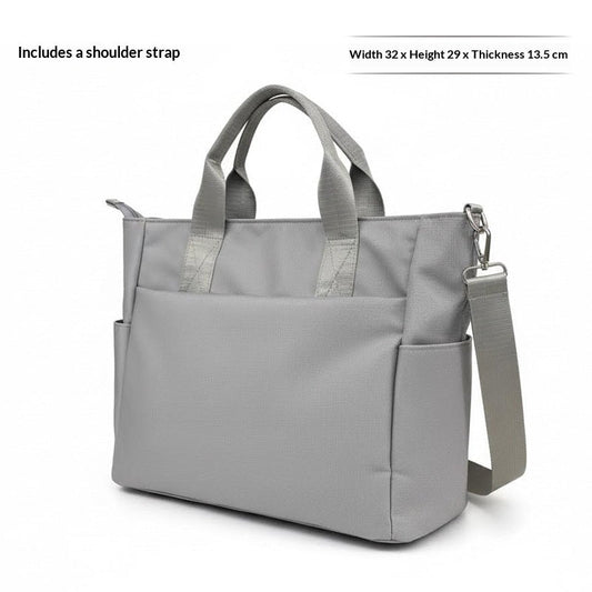 Business storage tote crossbody bag in black with multiple compartments and adjustable shoulder strap