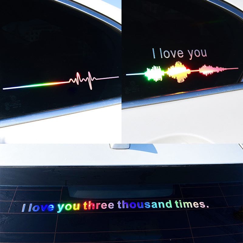 Car electrocardiogram creative sound wave chart sticker with heartbeat line design