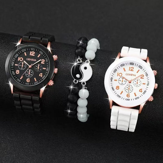 4-piece classic couple watch set with fashionable matching wristwatches by My Store
