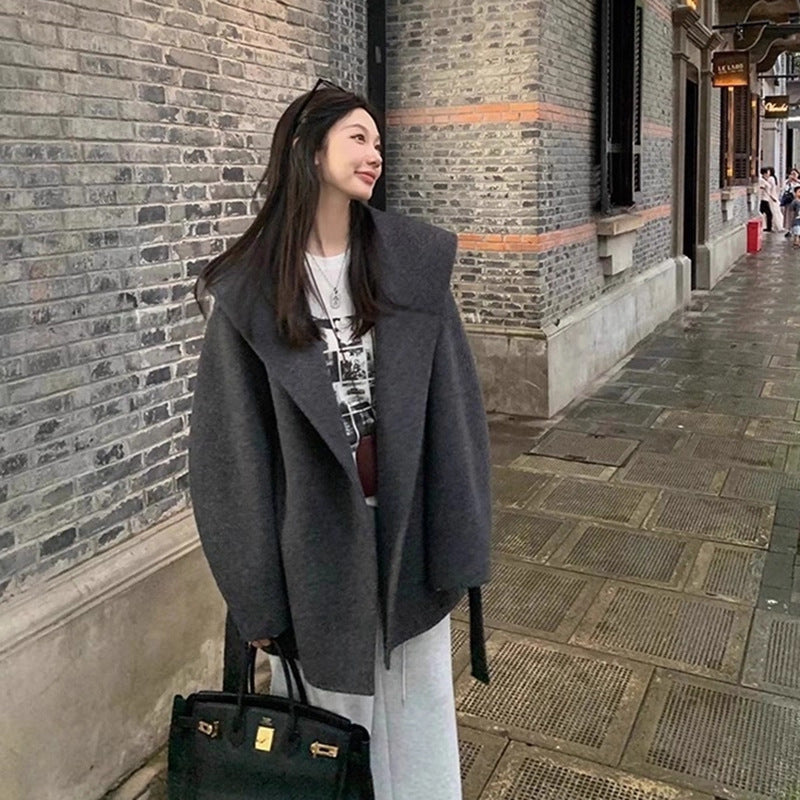 Women's sophisticated wool double-faced coat by My Store in a refined full-length design