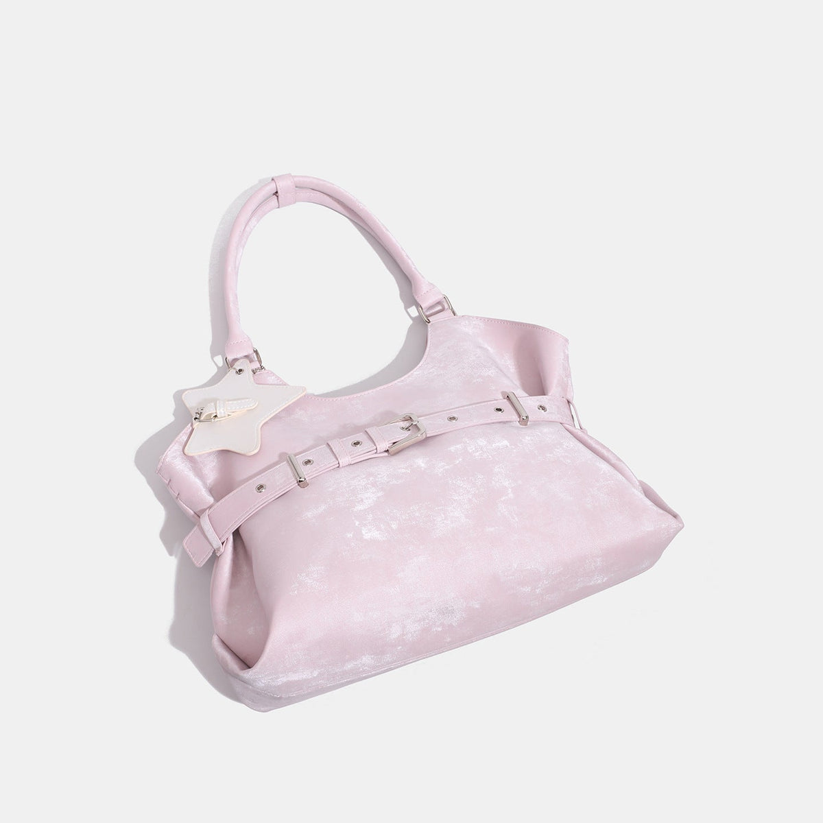 Belt-designed single-shoulder tote bag, large-capacity women's handbag in a structured style