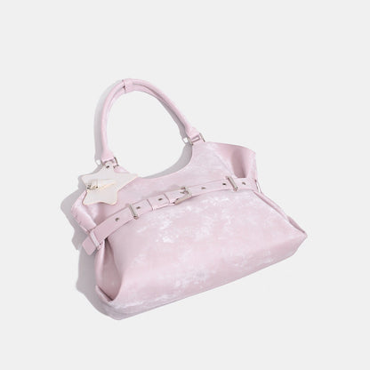Belt-designed single-shoulder tote bag, large-capacity women's handbag in a structured style