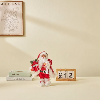 Christmas doll ornaments decorations in festive holiday designs, displayed for tree decorating