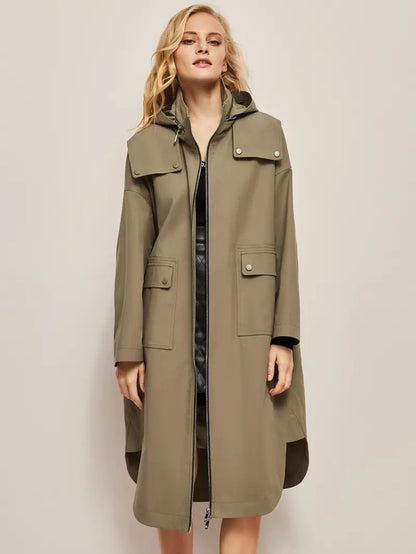 Casual Hooded Long Sleeve Windproof Coat for Women