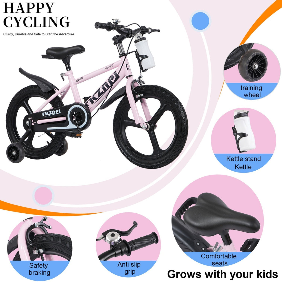Kids bike by GBruno Store with 16-18 inch wheels, training wheels, and adjustable seat for young riders.