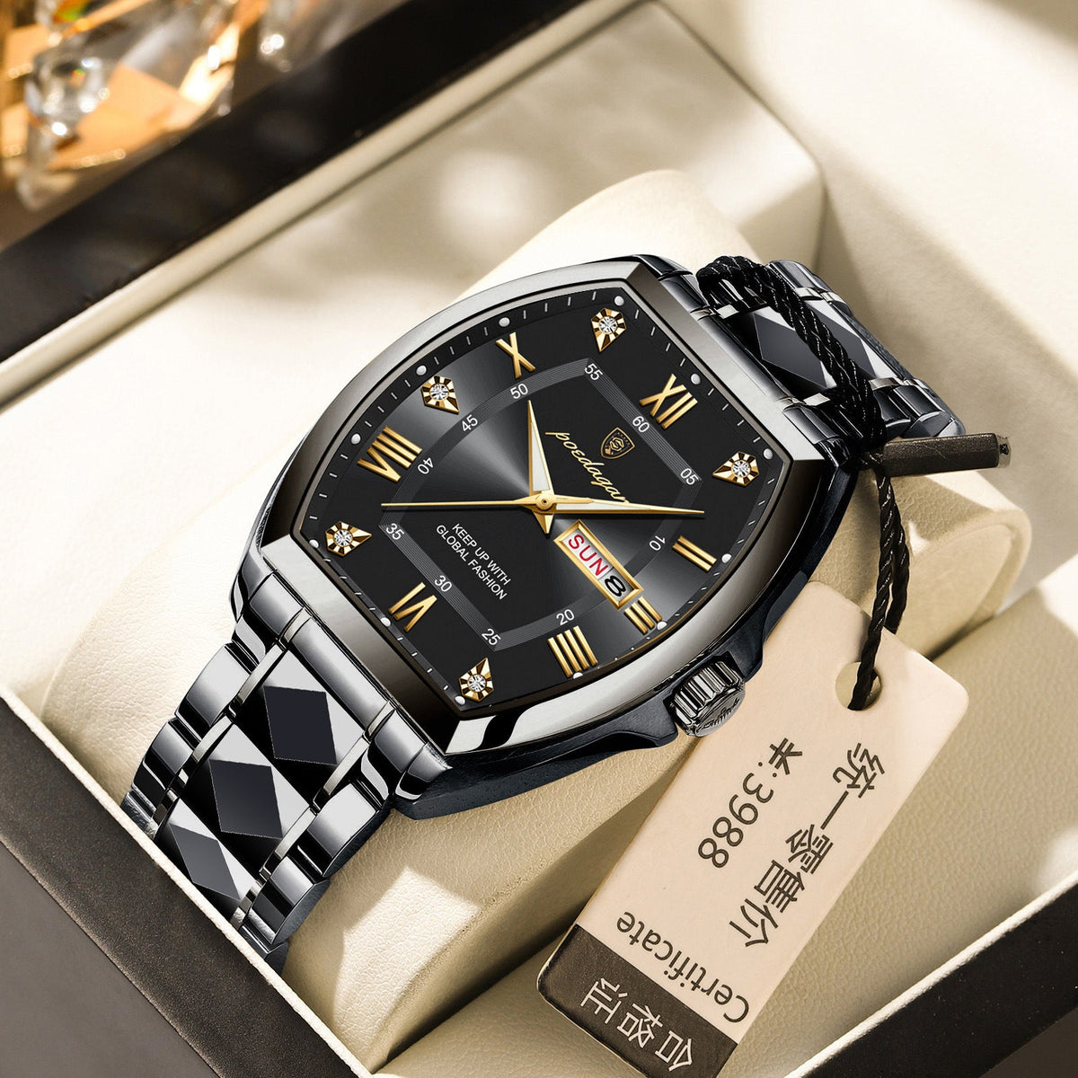 Waterproof luminous barrel-shaped quartz men's watch by My Store