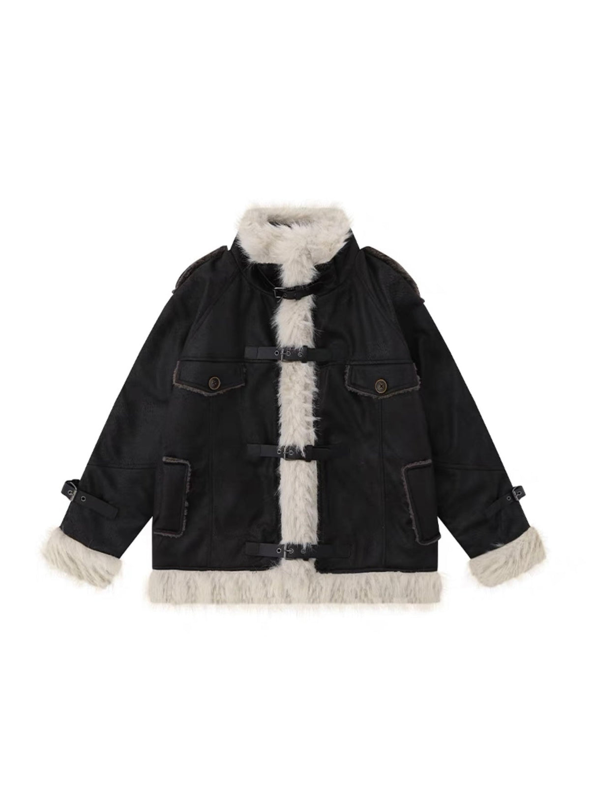 Retro lamb fur coat for women, soft textured design in a classic silhouette