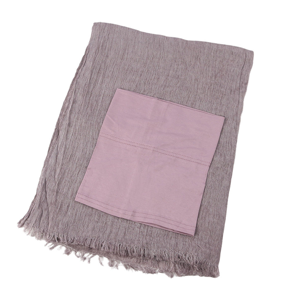 Women’s solid-color pleated faux hijab by My Store, draped headscarf