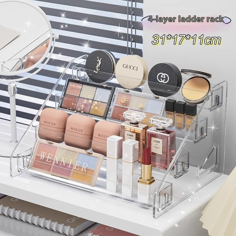 Transparent plastic cosmetics storage box by My Store with multiple compartments