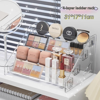 Transparent plastic cosmetics storage box by My Store with multiple compartments