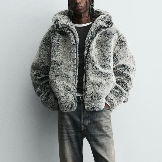Hooded Faux Fur Jacket Coat