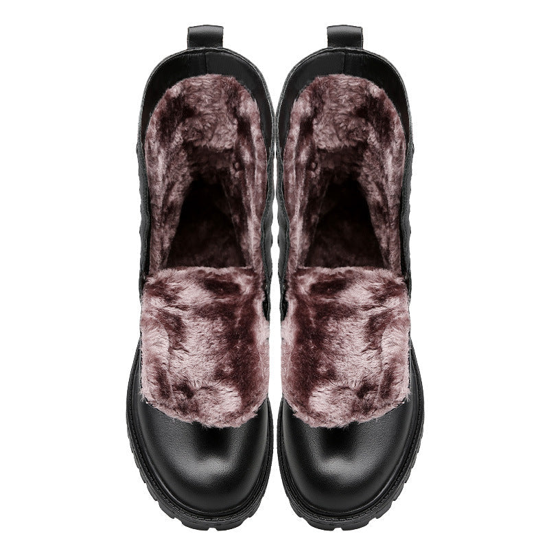 Men's leather winter boots with warm fleece lining and classic British-style design