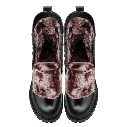 Men's leather winter boots with warm fleece lining and classic British-style design