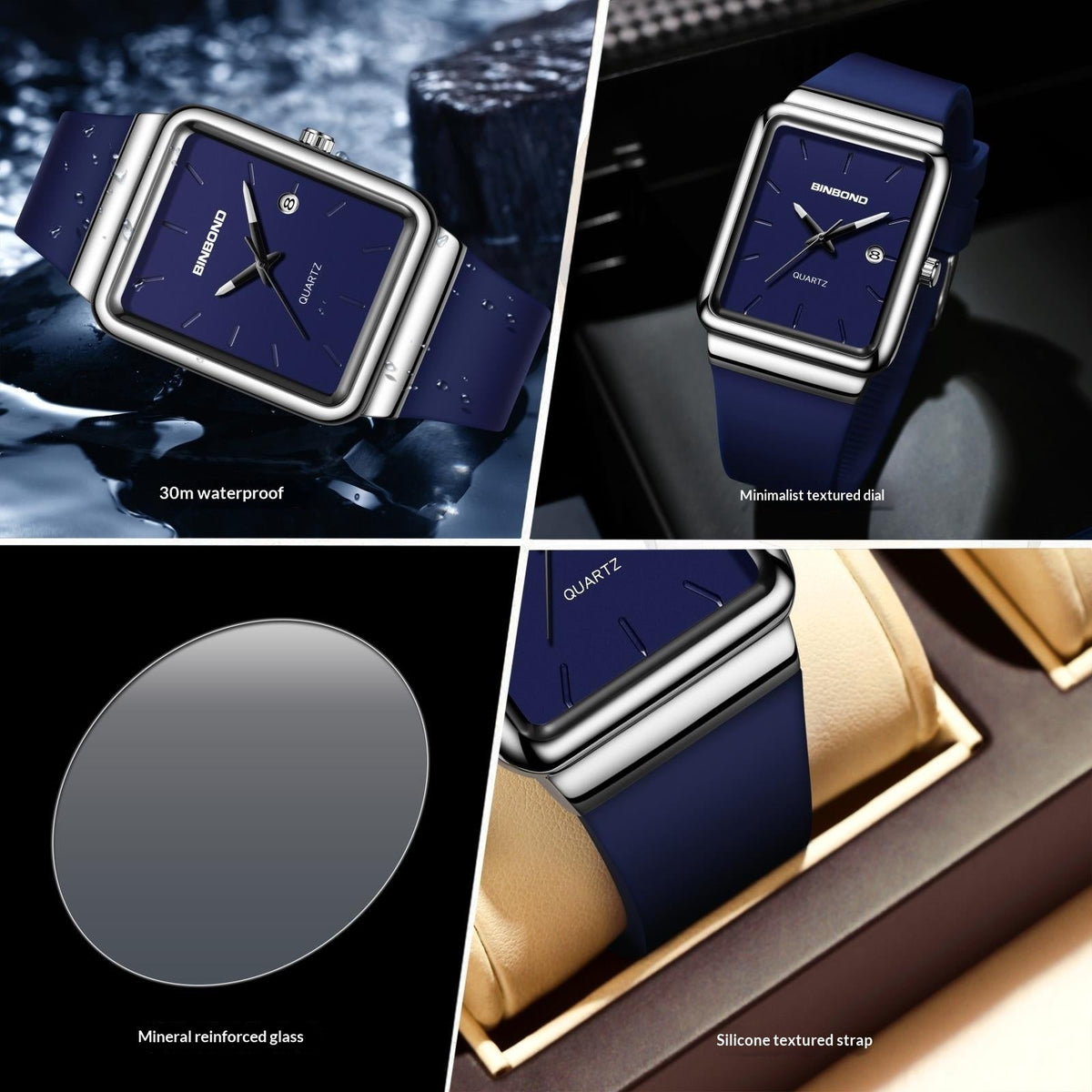 Sleek stylish waterproof men's watch with a modern design