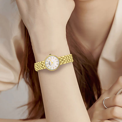 Women's mini dial quartz casual watch by My Store on a simple wristwatch band