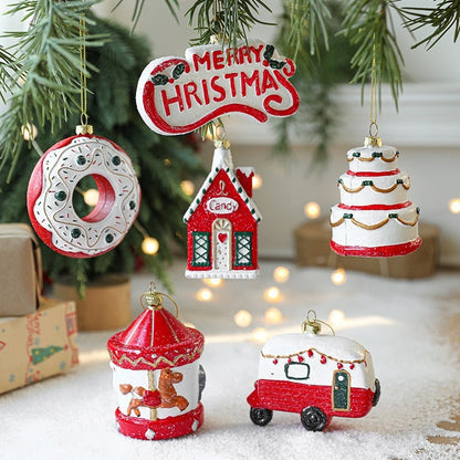 Painted plastic Christmas tree pendant decoration in festive colors