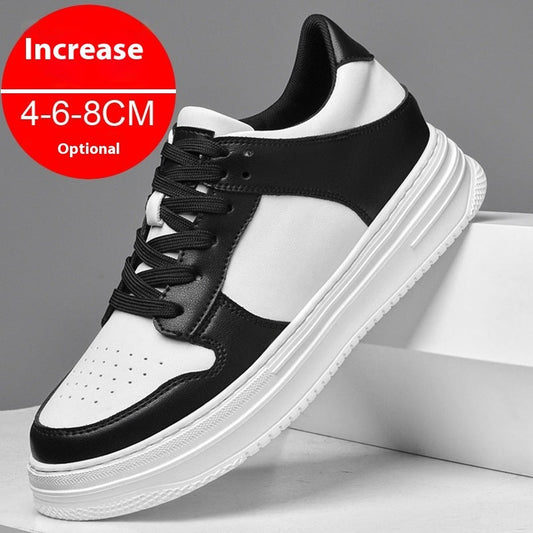 Summer 8cm height-increasing men's sports shoes with breathable platform design in an invisible lift style