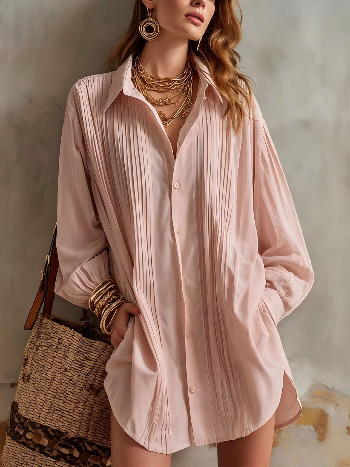 Simple elegant loose-fit draping versatile top in a relaxed silhouette