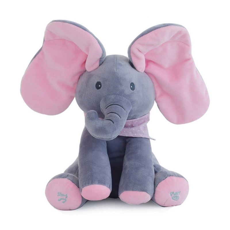 Colorful singing elephant plush toy for kids by BACKUPMYFILESNOW®, featuring a friendly elephant with musical features.