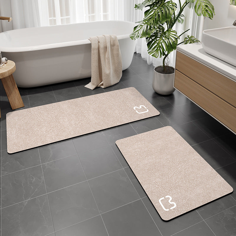 Diatomaceous earth non-slip bathroom floor mat in a simple rectangular design