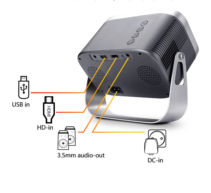 HD portable projector with mounting bracket by My Store