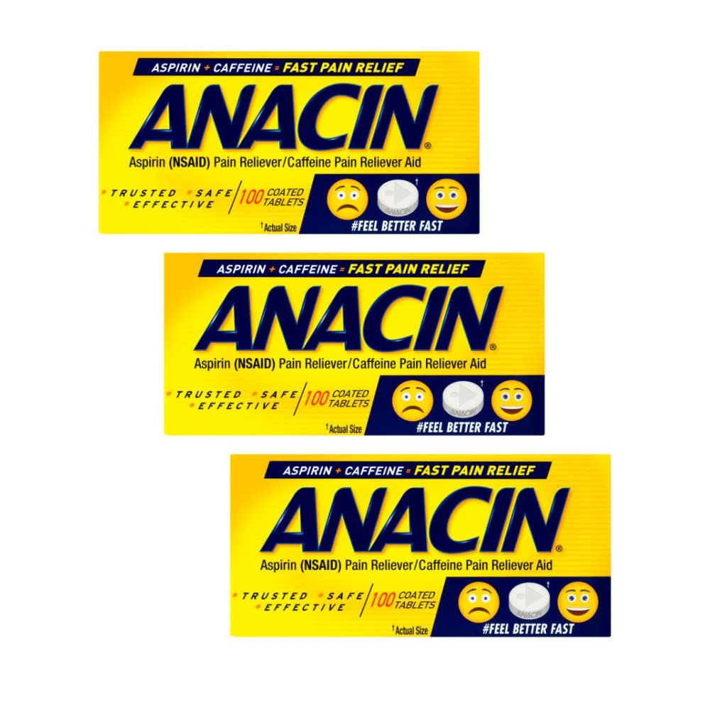 Anacin Quick Relief Aspirin & Caffeine Tablets 300 ct Triple Pack