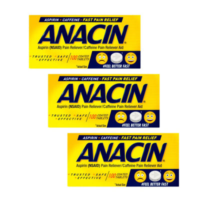 Anacin Quick Relief Aspirin & Caffeine Tablets 300 ct Triple Pack
