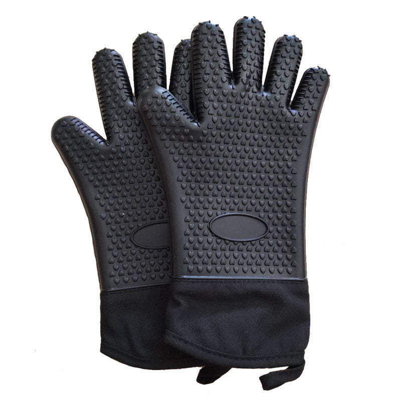 High-temperature-resistant non-slip thickened kitchen insulated oven mitts for scald-proof cooking protection