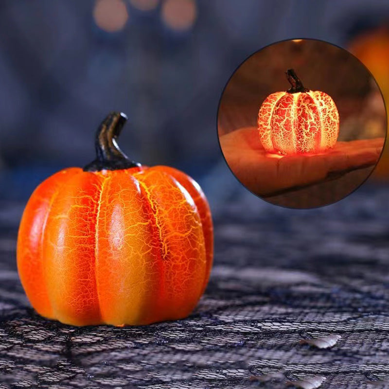 Halloween pumpkin lantern simulation LED candle lamp, resin luminous pumpkin decoration