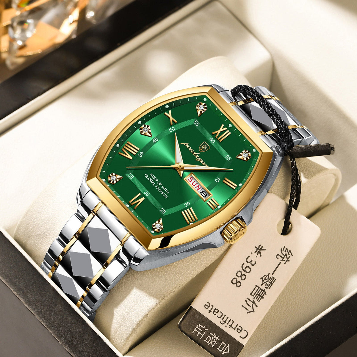 Waterproof luminous barrel-shaped quartz men's watch by My Store