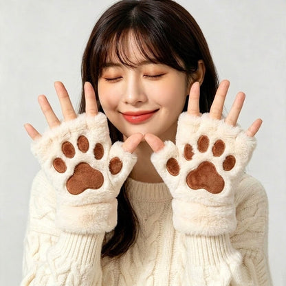 Cat-paw heated fingered gloves, shown as cozy hand warmers with paw-shaped details