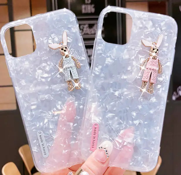 Creative Rhinestone Rabbit Silicone Case for iPhone