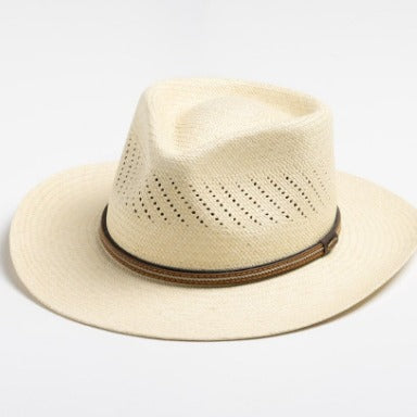 Striped bow flat-brimmed jazz straw top hat by My Store