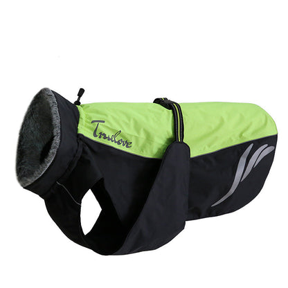 Winter warm fashionable pellet down jacket for dogs, padded coat with cozy hood and snap closure