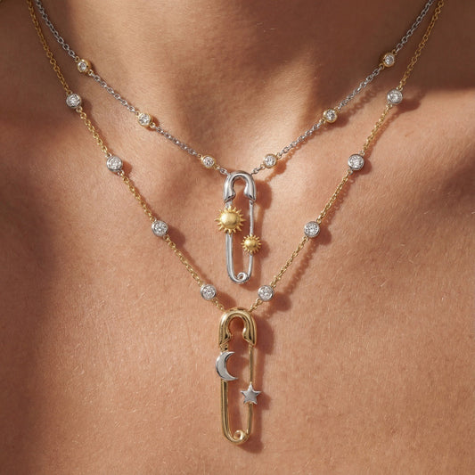 Fashionable pin-shaped necklace for women by My Store, featuring a sleek decorative pendant