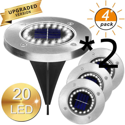 8LED waterproof solar-powered garden lights with compact outdoor stake design