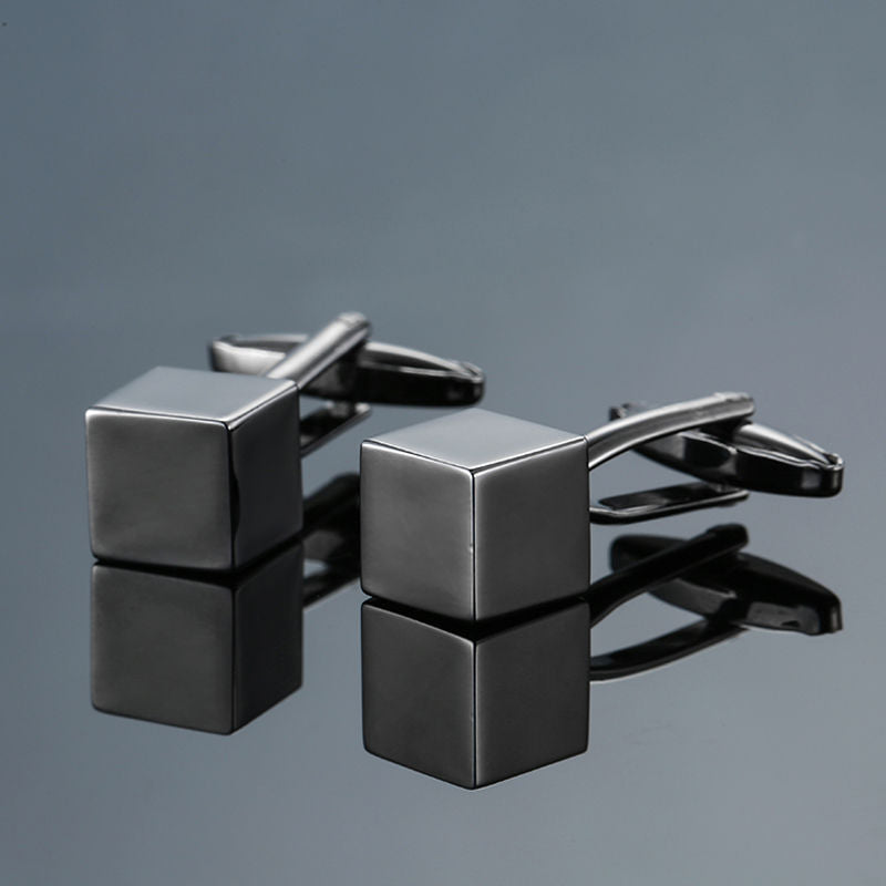 Copper black and golden silver laser metal cufflinks in a sleek geometric design