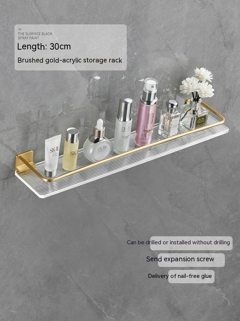 Acrylic bathroom storage rack for neatly organizing folded towels and bath essentials