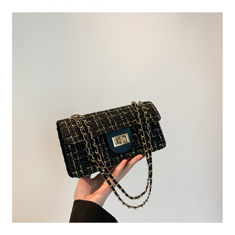 Women's checkerboard-pattern shoulder bag with chain strap by My Store