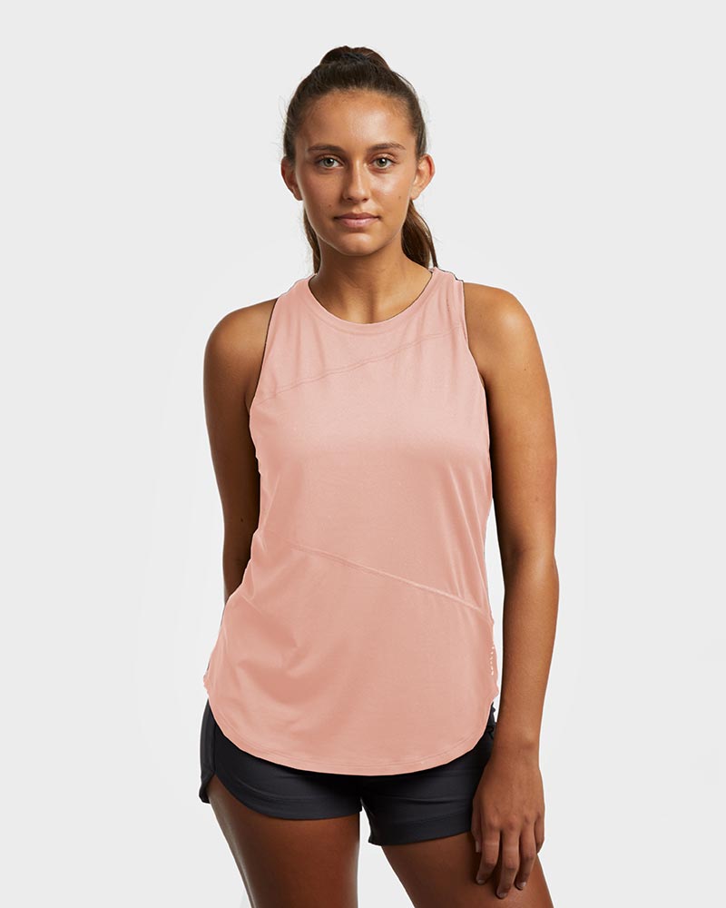 Faded rose Goal Five women's training workout tank top with breathable fabric and racerback design for active fitness.