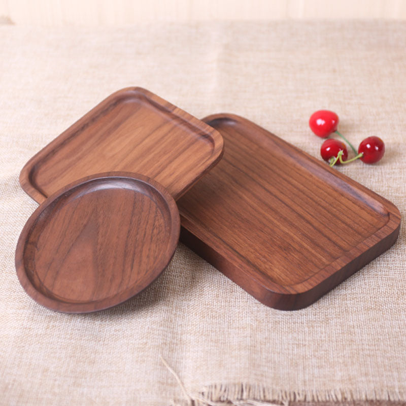 Japanese-style black walnut wooden rectangular dinner plate bentos serving dish