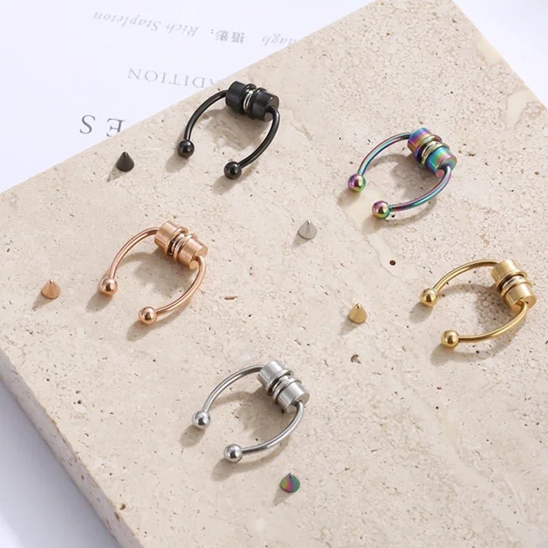 Fake Piercing Nose Ring Hoop Septum Non Piercing Nose Clip Rock HipHoop Stainless Steel Magnet Fashion Punk Body Women Jewelry - BACKUPMYFILESNOW.COM®