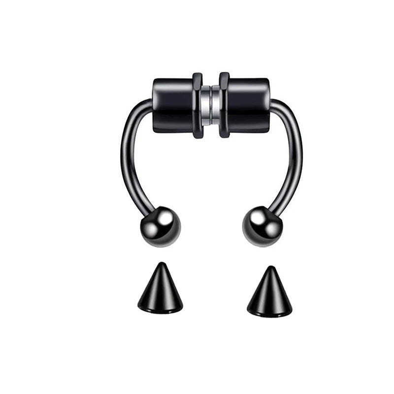 Fake Piercing Nose Ring Hoop Septum Non Piercing Nose Clip Rock HipHoop Stainless Steel Magnet Fashion Punk Body Women Jewelry - BACKUPMYFILESNOW.COM®
