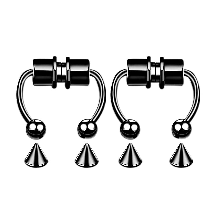 Fake Piercing Nose Ring Hoop Septum Non Piercing Nose Clip Rock HipHoop Stainless Steel Magnet Fashion Punk Body Women Jewelry - BACKUPMYFILESNOW.COM®
