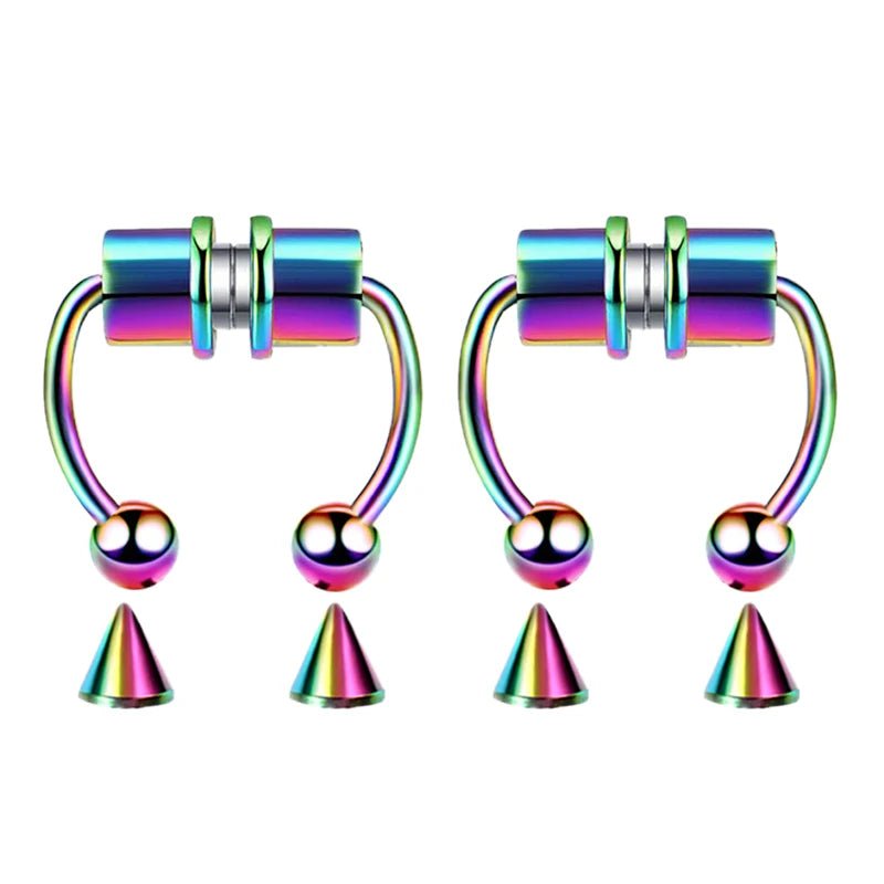 Fake Piercing Nose Ring Hoop Septum Non Piercing Nose Clip Rock HipHoop Stainless Steel Magnet Fashion Punk Body Women Jewelry - BACKUPMYFILESNOW.COM®