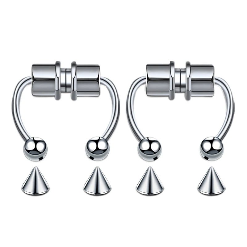 Fake Piercing Nose Ring Hoop Septum Non Piercing Nose Clip Rock HipHoop Stainless Steel Magnet Fashion Punk Body Women Jewelry - BACKUPMYFILESNOW.COM®