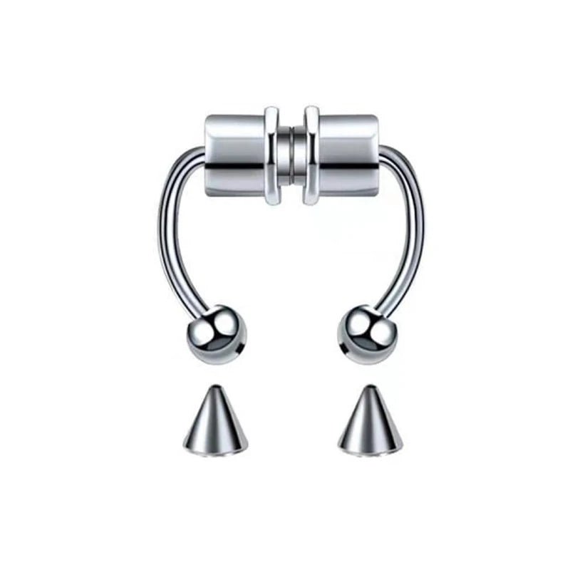 Fake Piercing Nose Ring Hoop Septum Non Piercing Nose Clip Rock HipHoop Stainless Steel Magnet Fashion Punk Body Women Jewelry - BACKUPMYFILESNOW.COM®