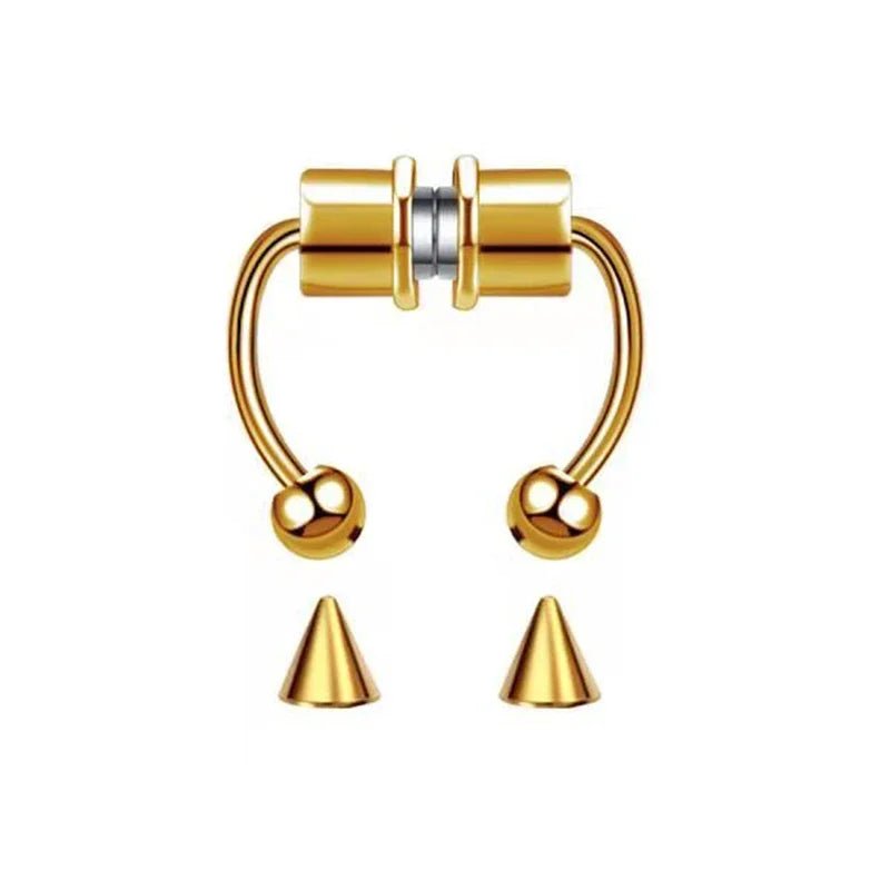 Fake Piercing Nose Ring Hoop Septum Non Piercing Nose Clip Rock HipHoop Stainless Steel Magnet Fashion Punk Body Women Jewelry - BACKUPMYFILESNOW.COM®
