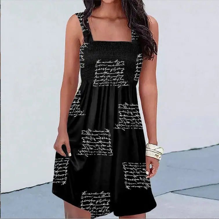 Fashion Print Sexy Suspender Dress - BACKUPMYFILESNOW