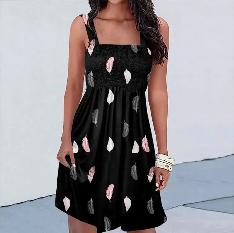 Fashion Print Sexy Suspender Dress - BACKUPMYFILESNOW